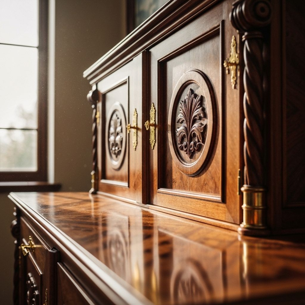 Exquisite antique cabinet showcasing clean Newari and Louis Philippe III fusion design