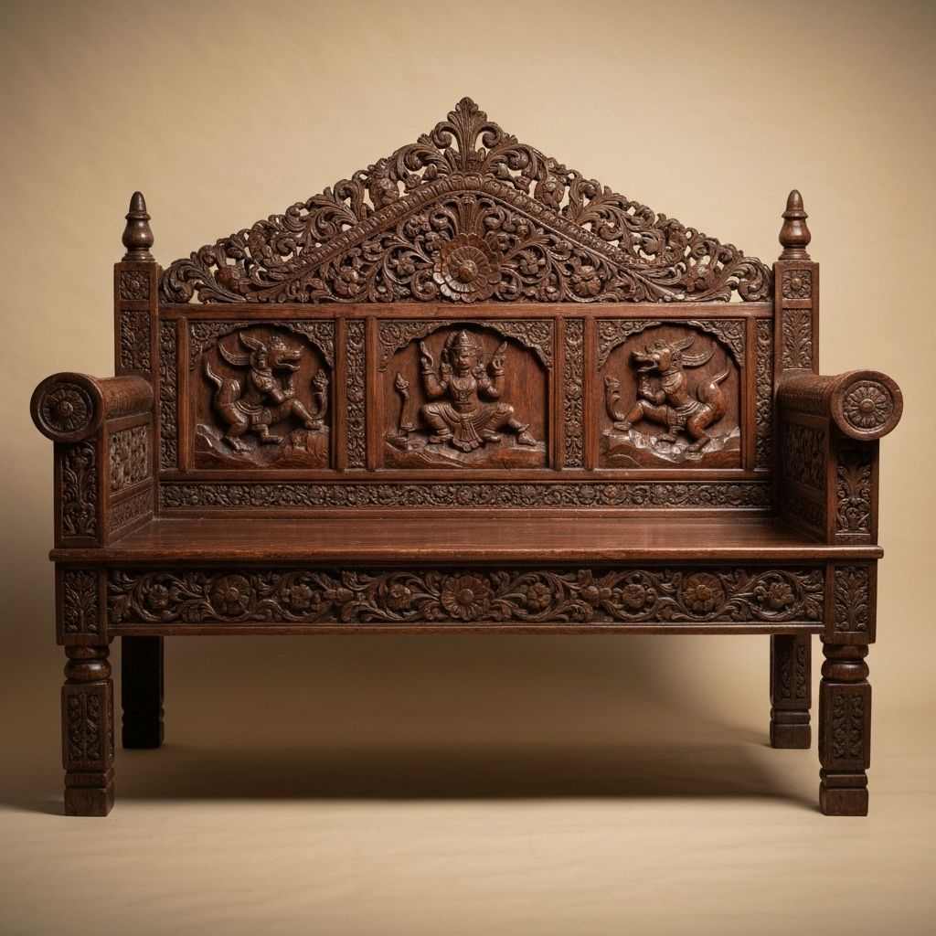 Traditional Newari Wooden Sofa