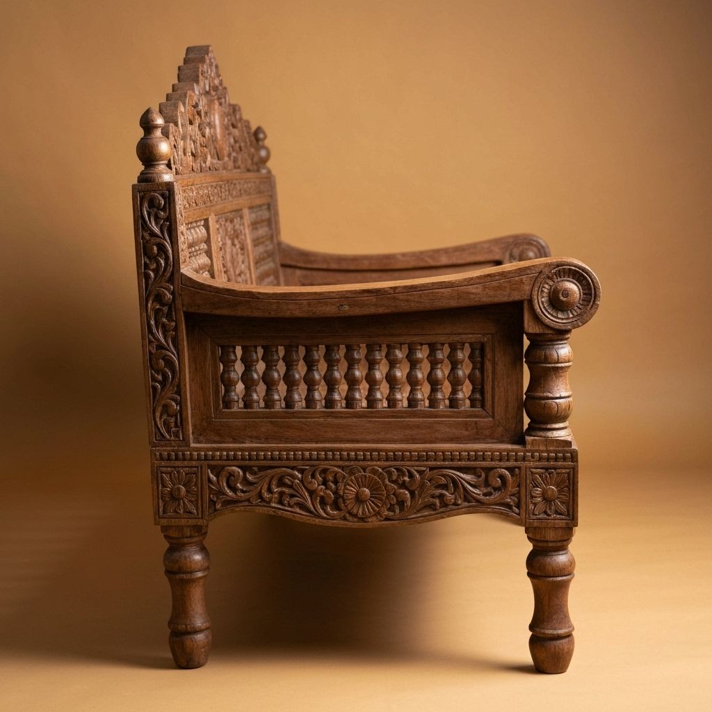Traditional Newari Wooden Sofa view 2