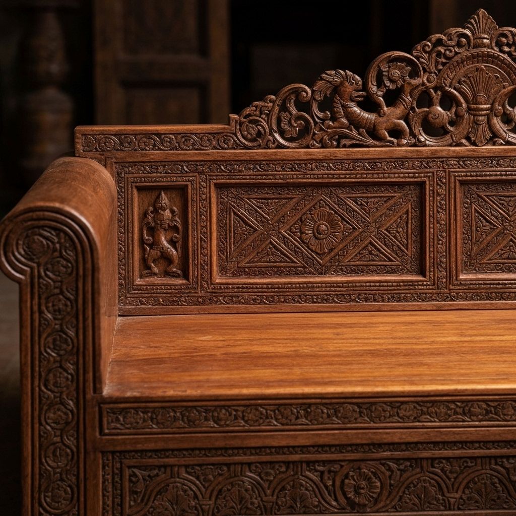 Traditional Newari Wooden Sofa view 3